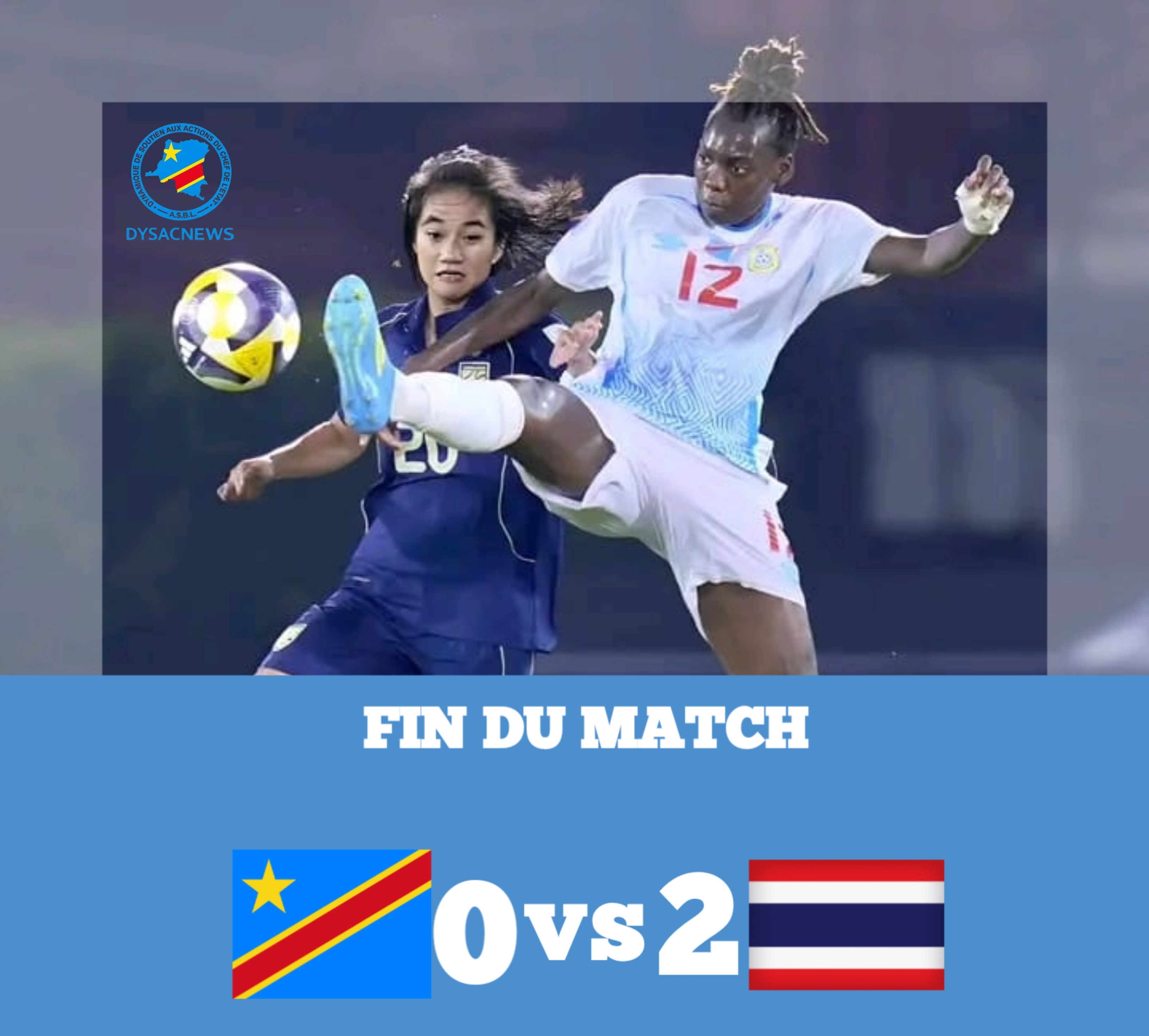 Football féminin : la Thaïlande s’impose avec autorité face à la RD Congo (2-0)